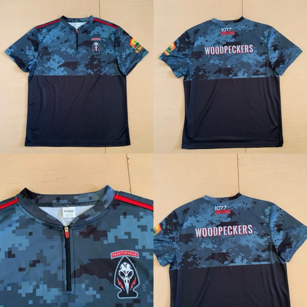 Success Brand Men's Size M MiLB Fayetteville Woodpeckers 1/4 Zip T-Shirt